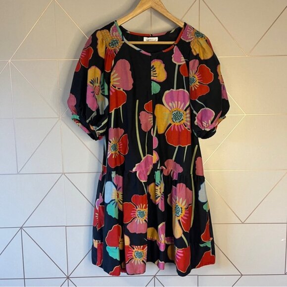 Velvet by Graham & Spencer Rachel Floral Print Mini Dress Silk Cotton Blend - Picture 2 of 10
